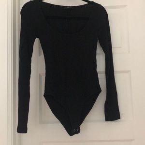 Black long sleeve ribbed bodysuit